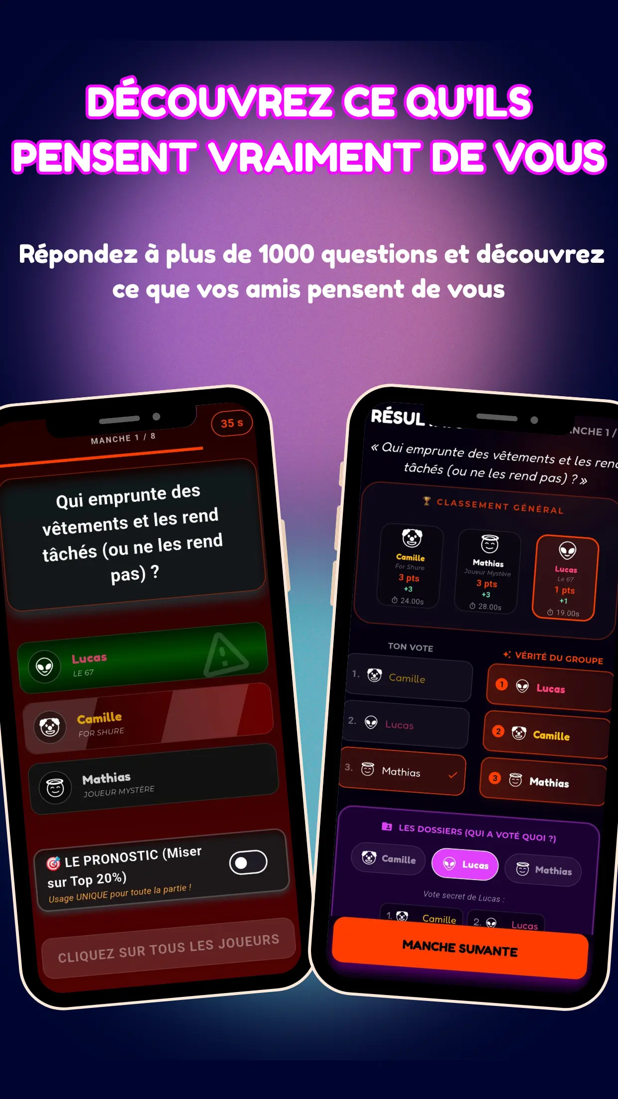 Aperçu Sans Rancune - Questions et Votes